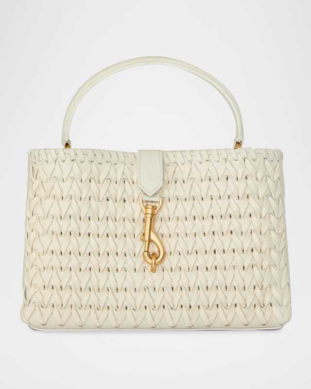 Megan Woven Leather Top-Handle Bag